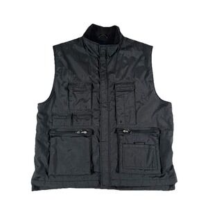 Vintage Y2K GAP Black Utility Cargo Fleece Lined Vest Safari Men's XL